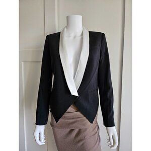 Haute Hippie Two-Tone Tuxedo Crepe/Satin Blazer Dinner Jacket Size 2